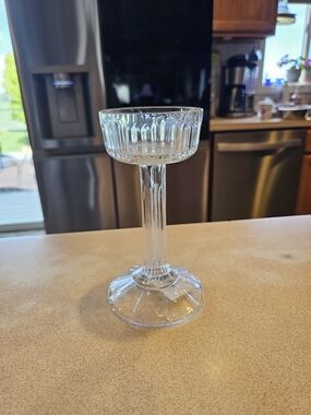Clear Pressed Glass Candlestick Holder Fairy Light